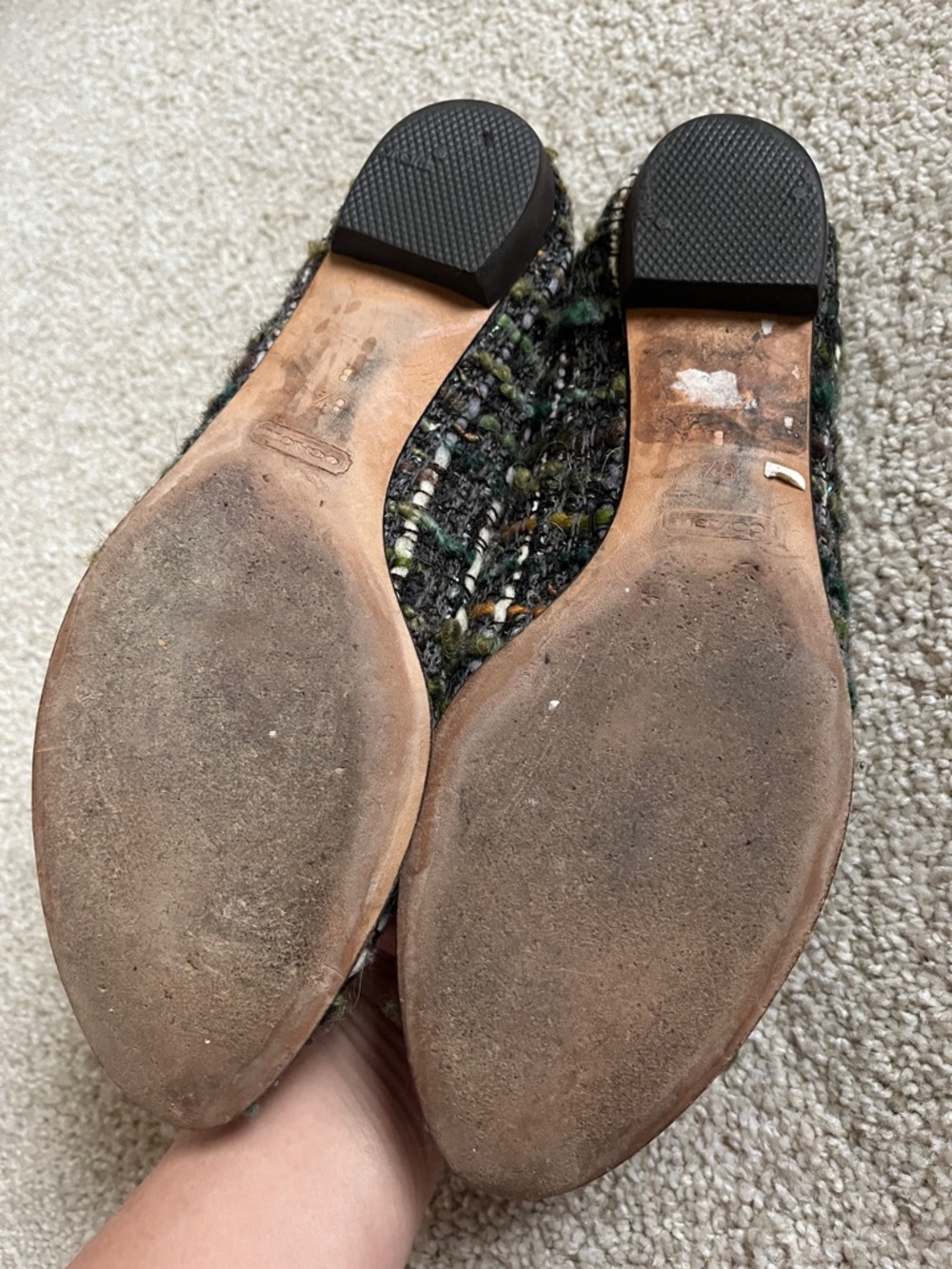 Coach | Brown Tweed Floral Bead Embellished Flats - Picture 2 of 4